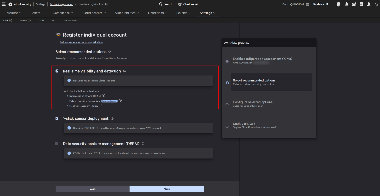 Figure 4. Enable Falcon Identity Protection features